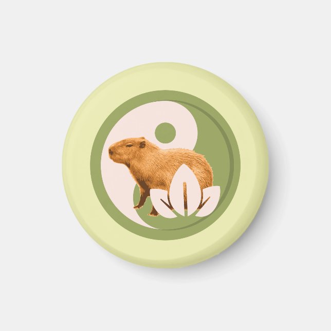 Zen Capybara Yin Yang Peaceful Nature Magnet (Front)