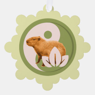 Zen Capybara Yin Yang Peaceful Nature Ornament Card
