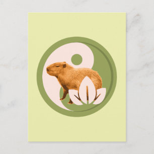 Zen Capybara Yin Yang Peaceful Nature Postcard