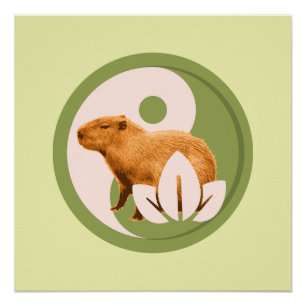 Zen Capybara Yin Yang Peaceful Nature Poster