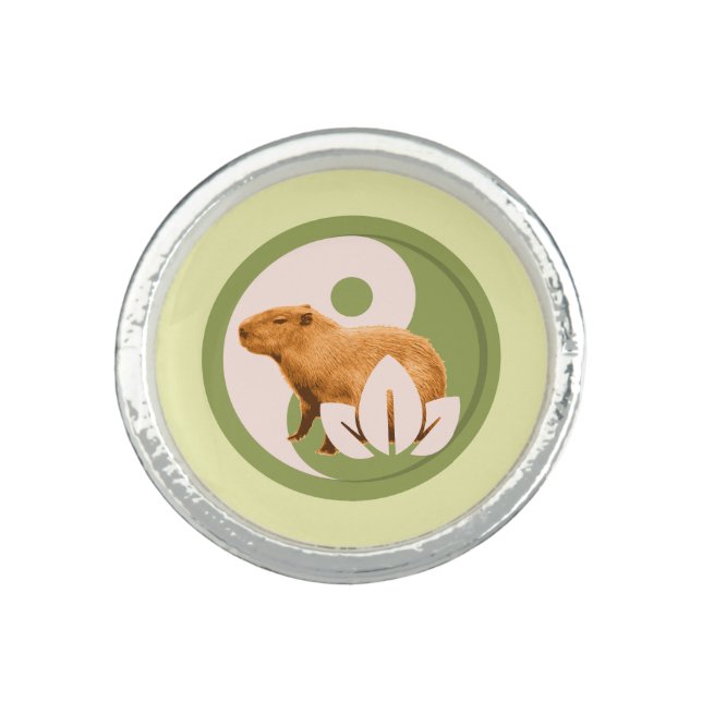 Zen Capybara Yin Yang Peaceful Nature Ring (Front)