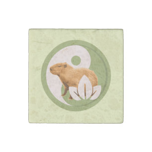 Zen Capybara Yin Yang Peaceful Nature Stone Magnet