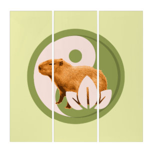 Zen Capybara Yin Yang Peaceful Nature Triptych