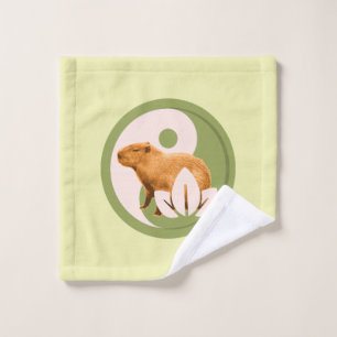 Zen Capybara Yin Yang Peaceful Nature Wash Cloth