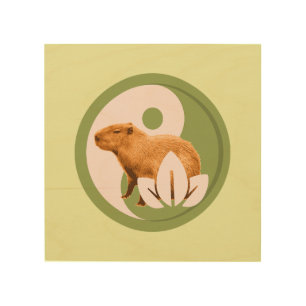 Zen Capybara Yin Yang Peaceful Nature Wood Wall Art