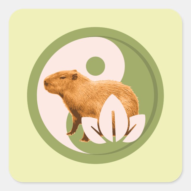 Zen Capybara Yin Yang Square Sticker (Front)