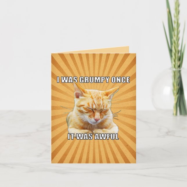 Zen Cat - I Was Grumpy Once Greeting Card (Front)