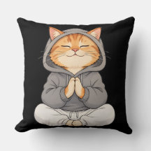 Zen Cat in Hoodie – Cute Meditating Cartoon Cat
