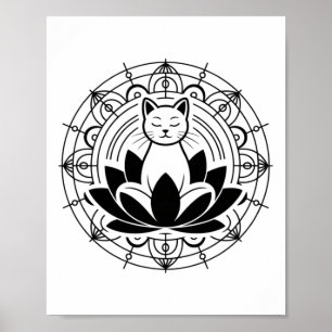 Zen Cat Lotus Flower Yoga Mindfulness Meditation T Poster