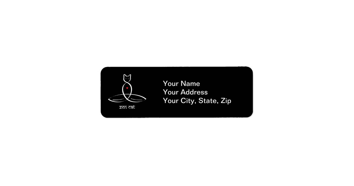 Zen Cat Sanskrit style text. Label Zazzle