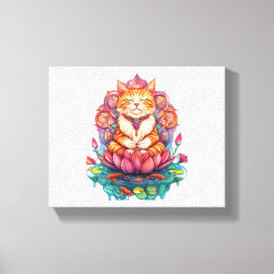 Zen Cat Vibes – Meditating Kitty Psychedelic Canvas Print