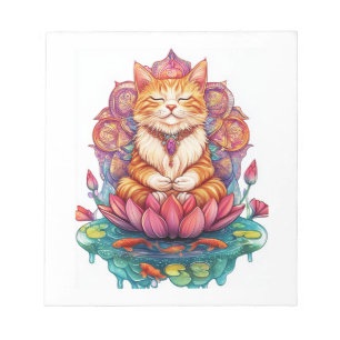 Zen Cat Vibes � Meditating Kitty Psychedelic Notepad