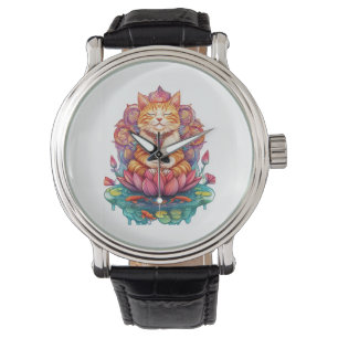 Zen Cat Vibes � Meditating Kitty Psychedelic Watch