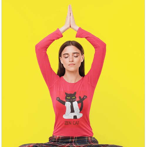 Zen cat yoga meditation pilates mediatate T_Shirt