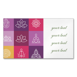zen,chakra,yoga,peace,ohm,tranquilty,lotus,meditat magnetic business card