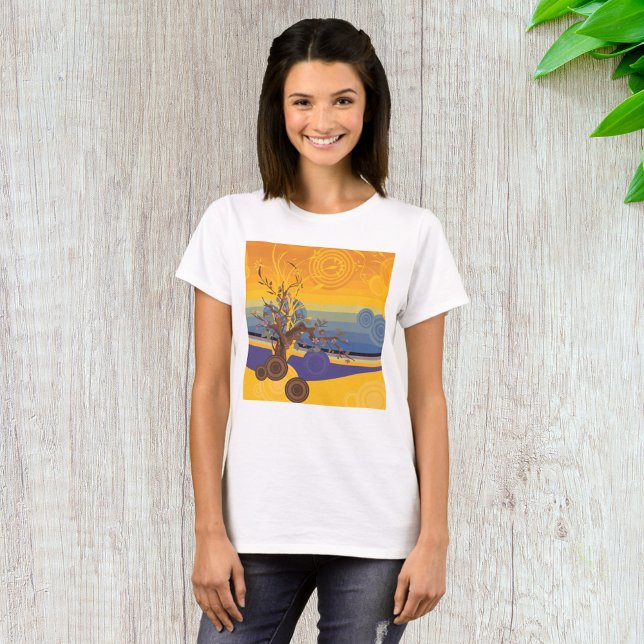 Zen Cherry Blossom Tree Abstract Sunset Art T-Shirt (Creator Uploaded)