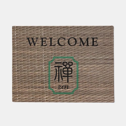 Zen Chinese calligraphy on tatami personalized Doormat