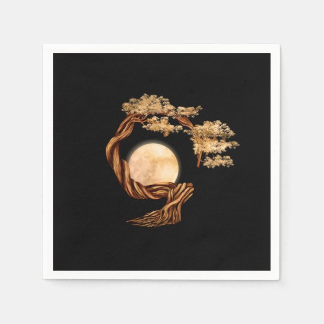 Zen Circle Bonsai Tree Napkins (Front)