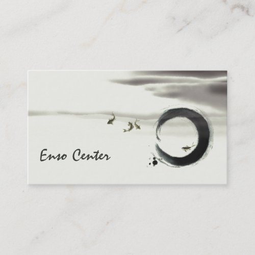 Zen Circle Enso Koi Brush Painting Art Business Card