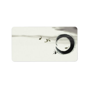 Zen Circle Enso Koi Brush Painting Art Label