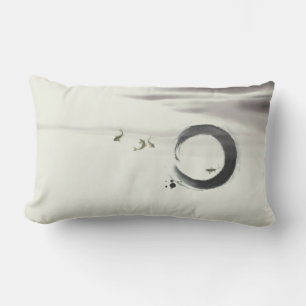 Zen Circle Enso Koi Brush Painting Art Outdoor Pillow