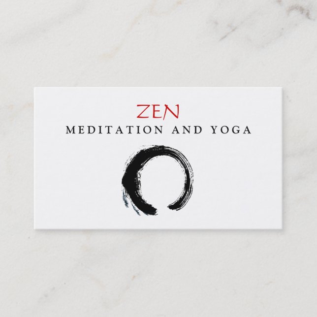 Zen Circle Enso Yoga and Meditation Buddhist 3 Business Card (Front)