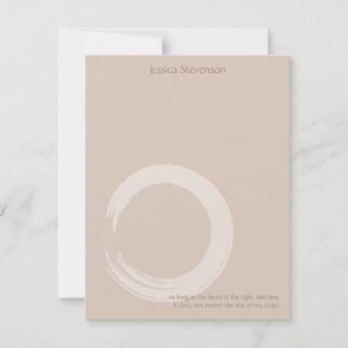 Zen Circle Flat Note Card tan