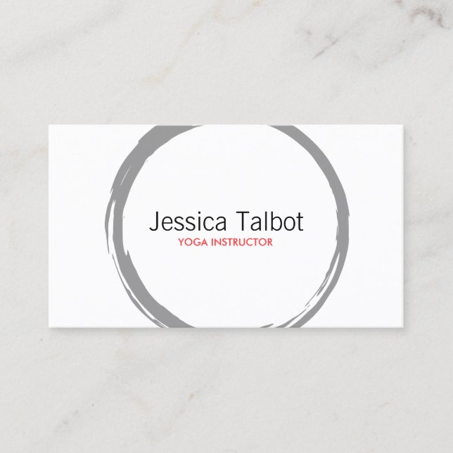 ZEN CIRCLE in Gray and White Business Card (Front)