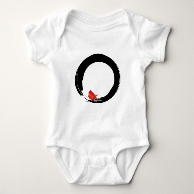 Zen Circle with Christmas Cardinal Baby Bodysuit (Front)