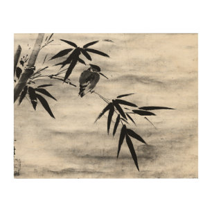 Zen Classics - Sesshu - Bird and Bamboo Wood Wall Art
