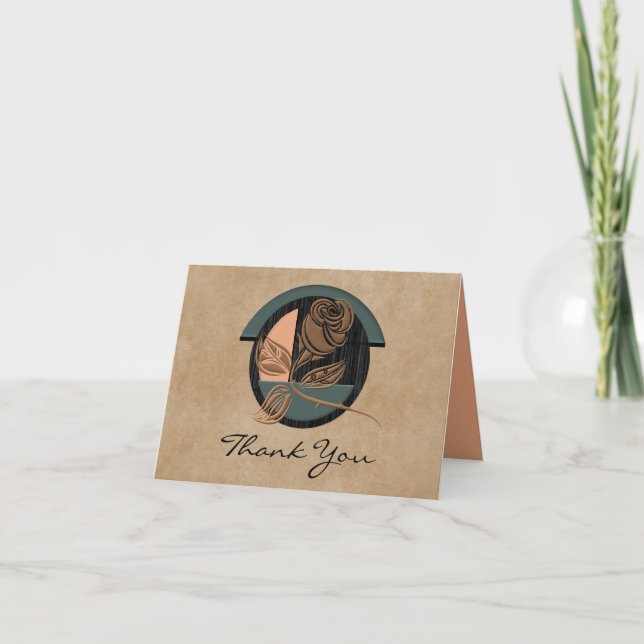 Zen Copper Rose Thank You Card (Front)