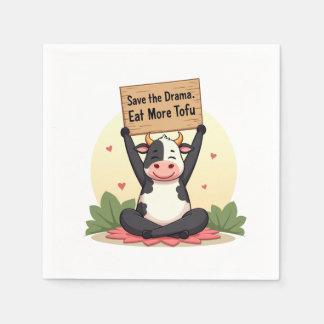 Zen Cow Protest – Save the Drama, Eat More Tofu Napkins