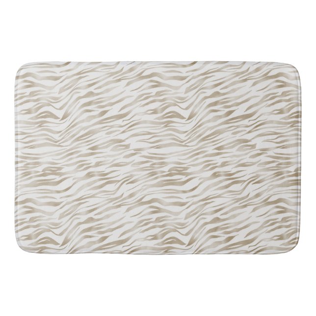 Zen Cream White Cocoa Brown Zebra Bath Mat (Front)