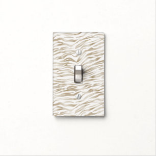 Zen Cream White Cocoa Brown Zebra Print Light Switch Cover