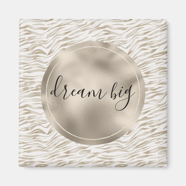 Zen Cream White Cocoa Brown Zebra Print Magnet (Front)