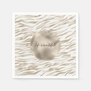 Zen Cream White Cocoa Brown Zebra Print Napkins