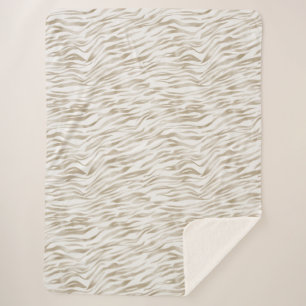 Zen Cream White Cocoa Brown Zebra Print Sherpa Blanket