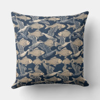 Zen Cushion - Optical Art of Birds and Fish