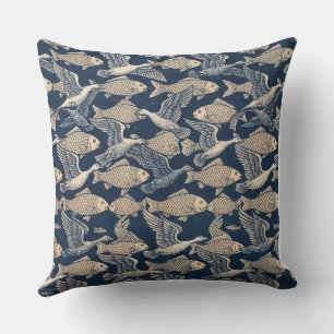 Zen Cushion - Optical Art of Birds and Fish