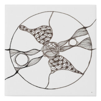 Zen design handmade in black and white faux canvas print