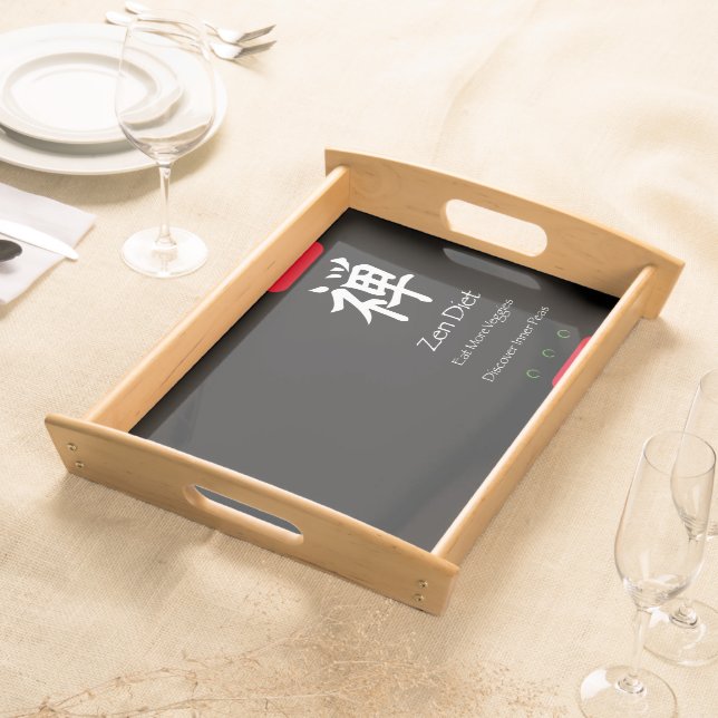 Zen Diet Eat More Veggies Black BG Serving Tray (Front)
