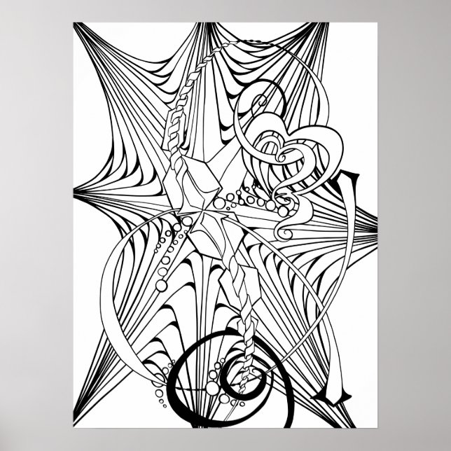 Zen Doodle Adult Coloring Poster (Front)