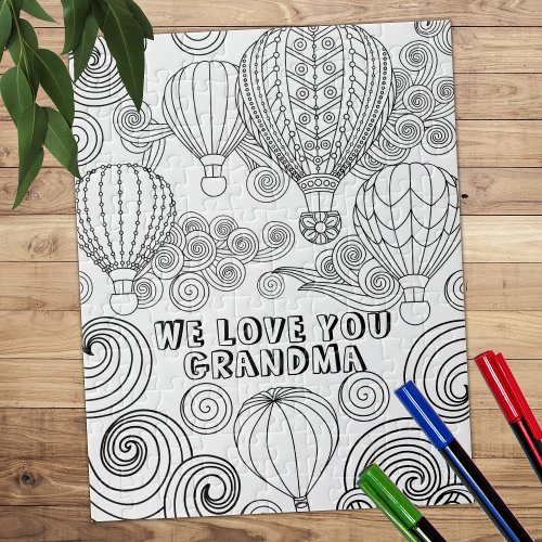 Zen Doodle Art Swirls Balloons Adult Coloring  Jigsaw Puzzle