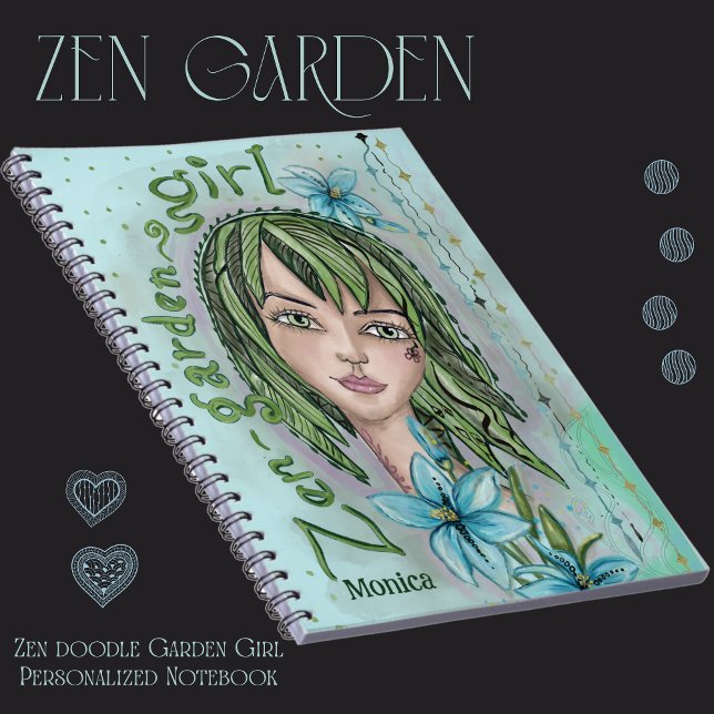 Zen Doodle Garden Girl Personalized Notebook ( Zen doodle Garden Girl Personalized Notebook )