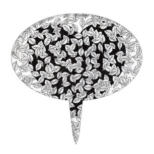 Zen Doodle Heart and Leaves Acrylic Birthday Cake Topper
