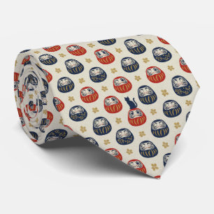 Zen Elegance: Traditional Japanese Daruma Textile Neck Tie