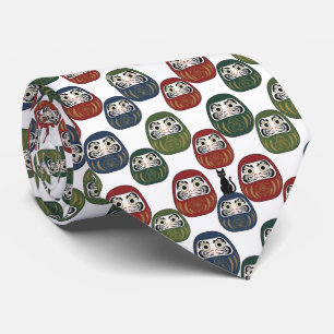 Zen Elegance: Traditional Japanese Daruma Textile Neck Tie