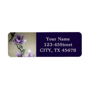 Zen Embroidery purple magnolia flower Label