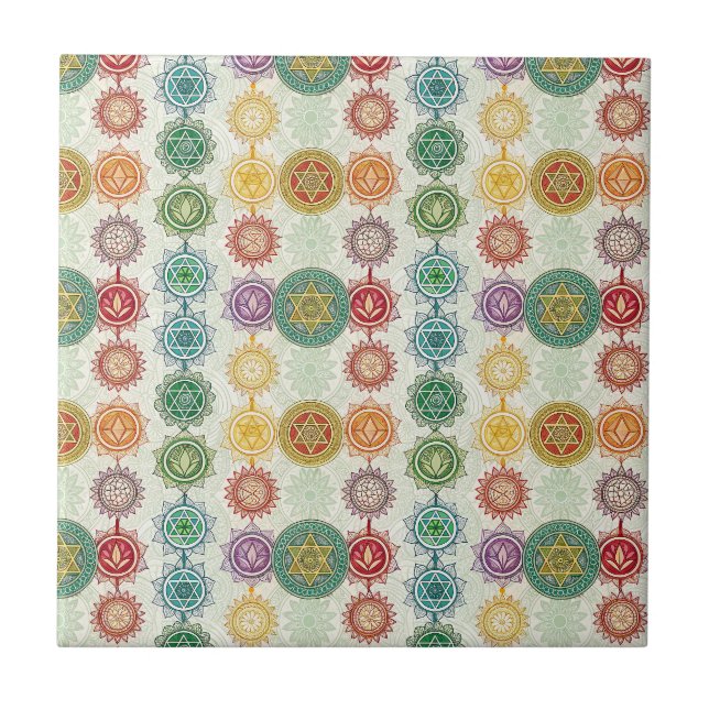 Zen Energy Symbol Mandala Design Pattern Art Ceramic Tile (Front)