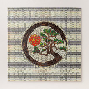 Zen Enso Circle and Bonsai Tree Mosaic Jigsaw Puzzle
